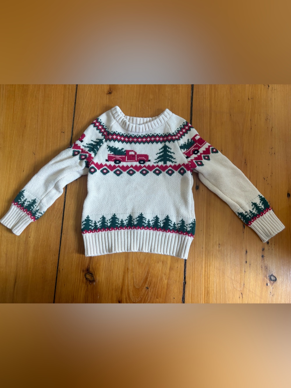 Kiel James Patrick KJP Santa's New Sleigh Kids Sweater, Size 2T Truck Tree Xmas